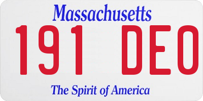 MA license plate 191DE0
