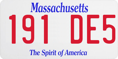 MA license plate 191DE5