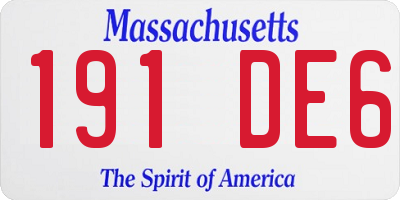 MA license plate 191DE6