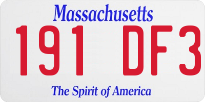 MA license plate 191DF3