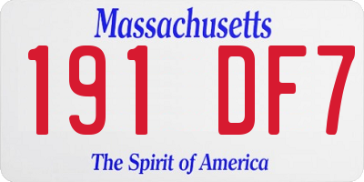 MA license plate 191DF7