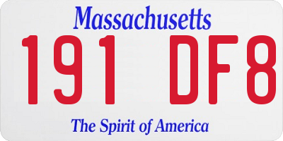 MA license plate 191DF8