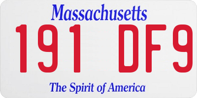 MA license plate 191DF9