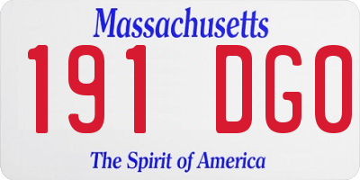 MA license plate 191DG0