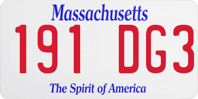 MA license plate 191DG3