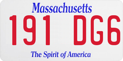 MA license plate 191DG6