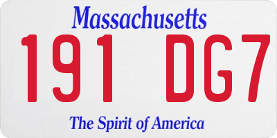 MA license plate 191DG7