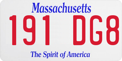 MA license plate 191DG8