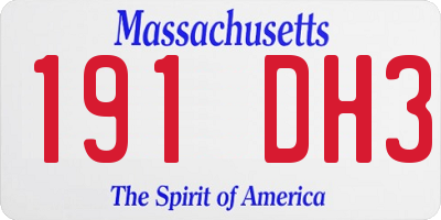 MA license plate 191DH3