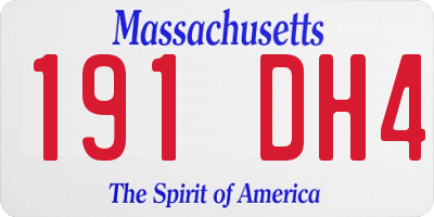 MA license plate 191DH4