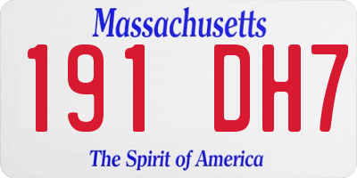 MA license plate 191DH7