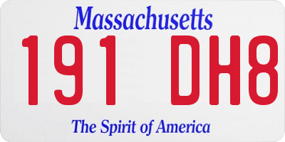 MA license plate 191DH8