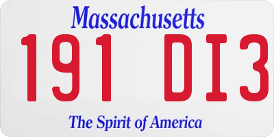 MA license plate 191DI3