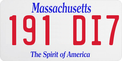 MA license plate 191DI7