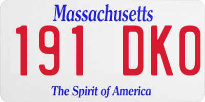 MA license plate 191DK0