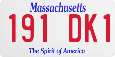 MA license plate 191DK1