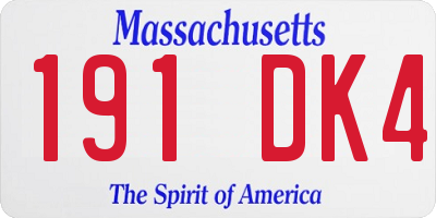 MA license plate 191DK4