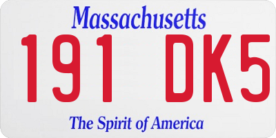 MA license plate 191DK5
