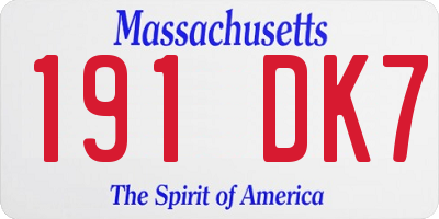 MA license plate 191DK7