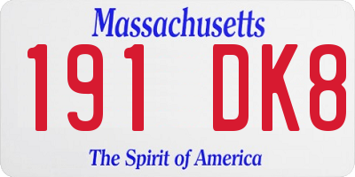 MA license plate 191DK8