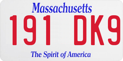 MA license plate 191DK9