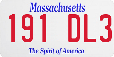 MA license plate 191DL3