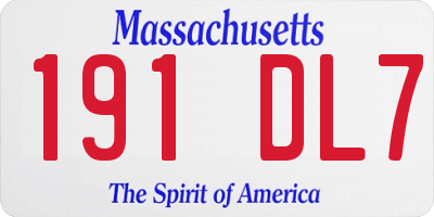 MA license plate 191DL7
