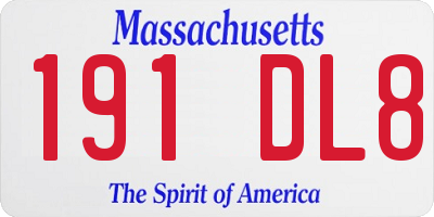 MA license plate 191DL8