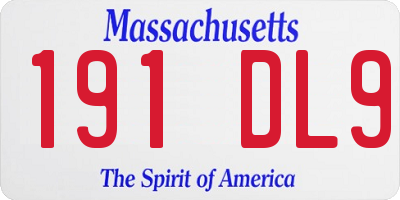 MA license plate 191DL9