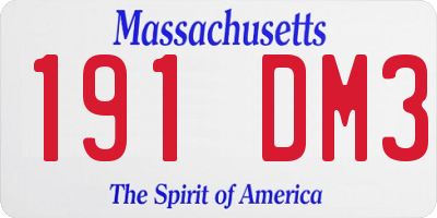 MA license plate 191DM3