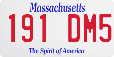 MA license plate 191DM5