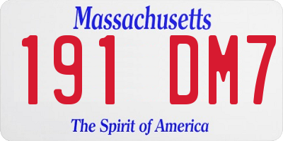 MA license plate 191DM7