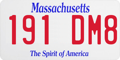 MA license plate 191DM8
