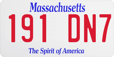 MA license plate 191DN7