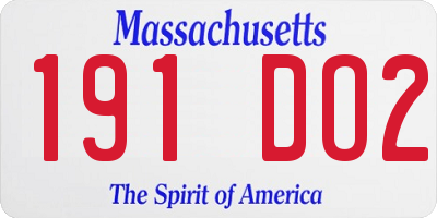 MA license plate 191DO2