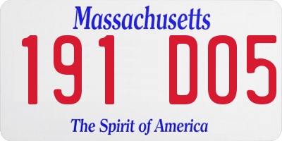 MA license plate 191DO5