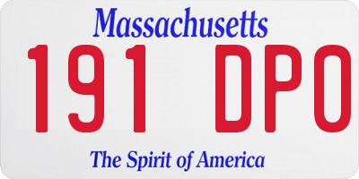 MA license plate 191DP0