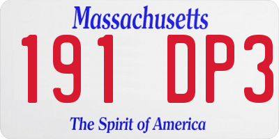MA license plate 191DP3