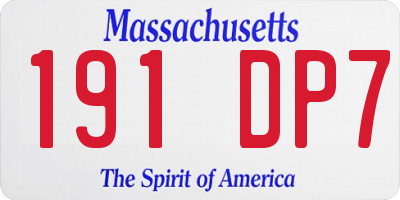 MA license plate 191DP7