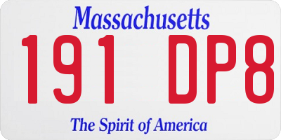 MA license plate 191DP8