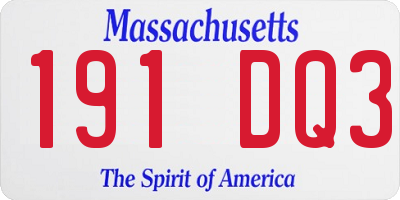 MA license plate 191DQ3