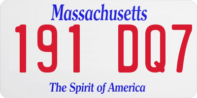 MA license plate 191DQ7