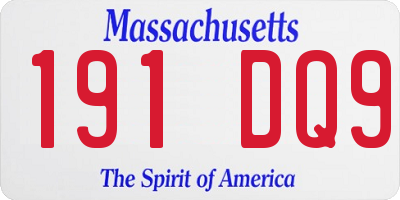 MA license plate 191DQ9