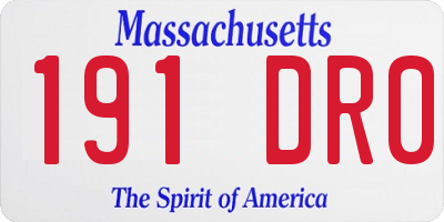 MA license plate 191DR0