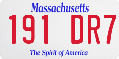 MA license plate 191DR7
