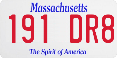 MA license plate 191DR8