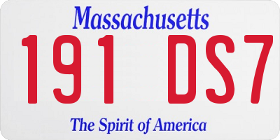 MA license plate 191DS7
