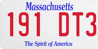 MA license plate 191DT3