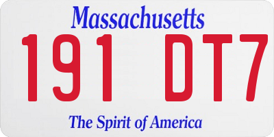 MA license plate 191DT7