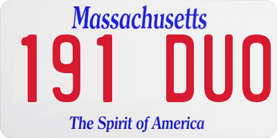 MA license plate 191DU0